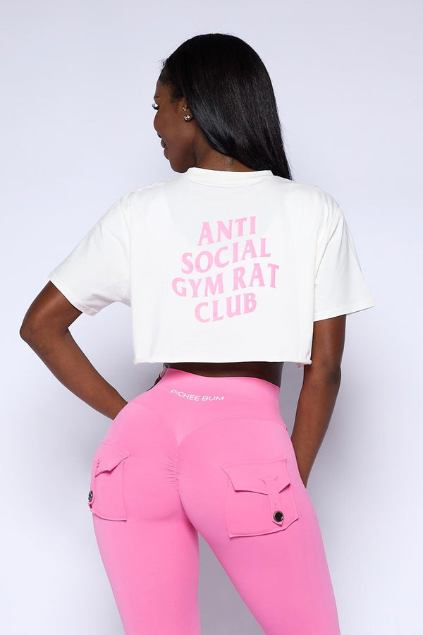 Pchee Anti-Social Gym Rat Club Crop Tee - Pcheebum