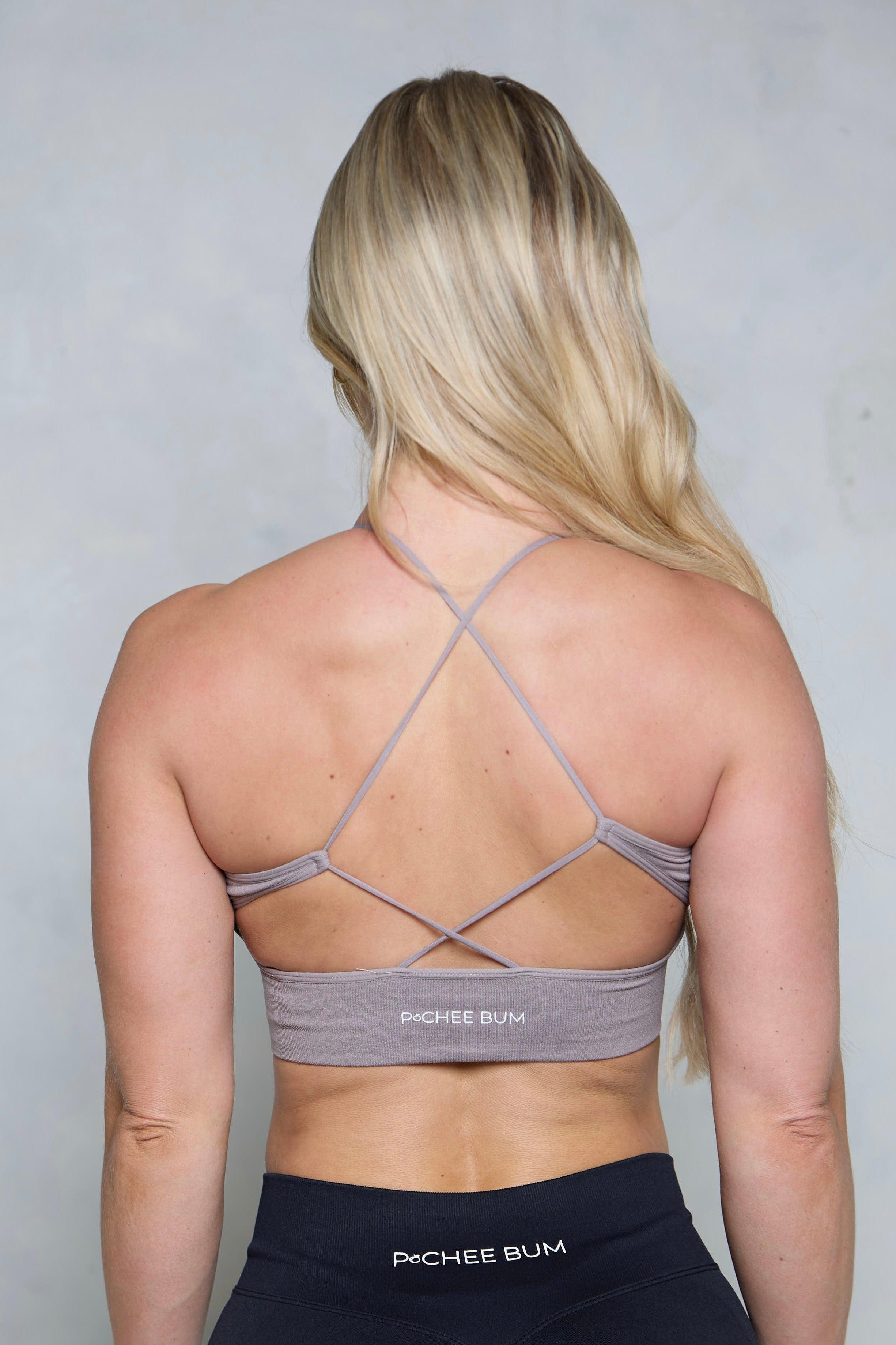 Grey High Neck Open Back Crop Top - Pcheebum