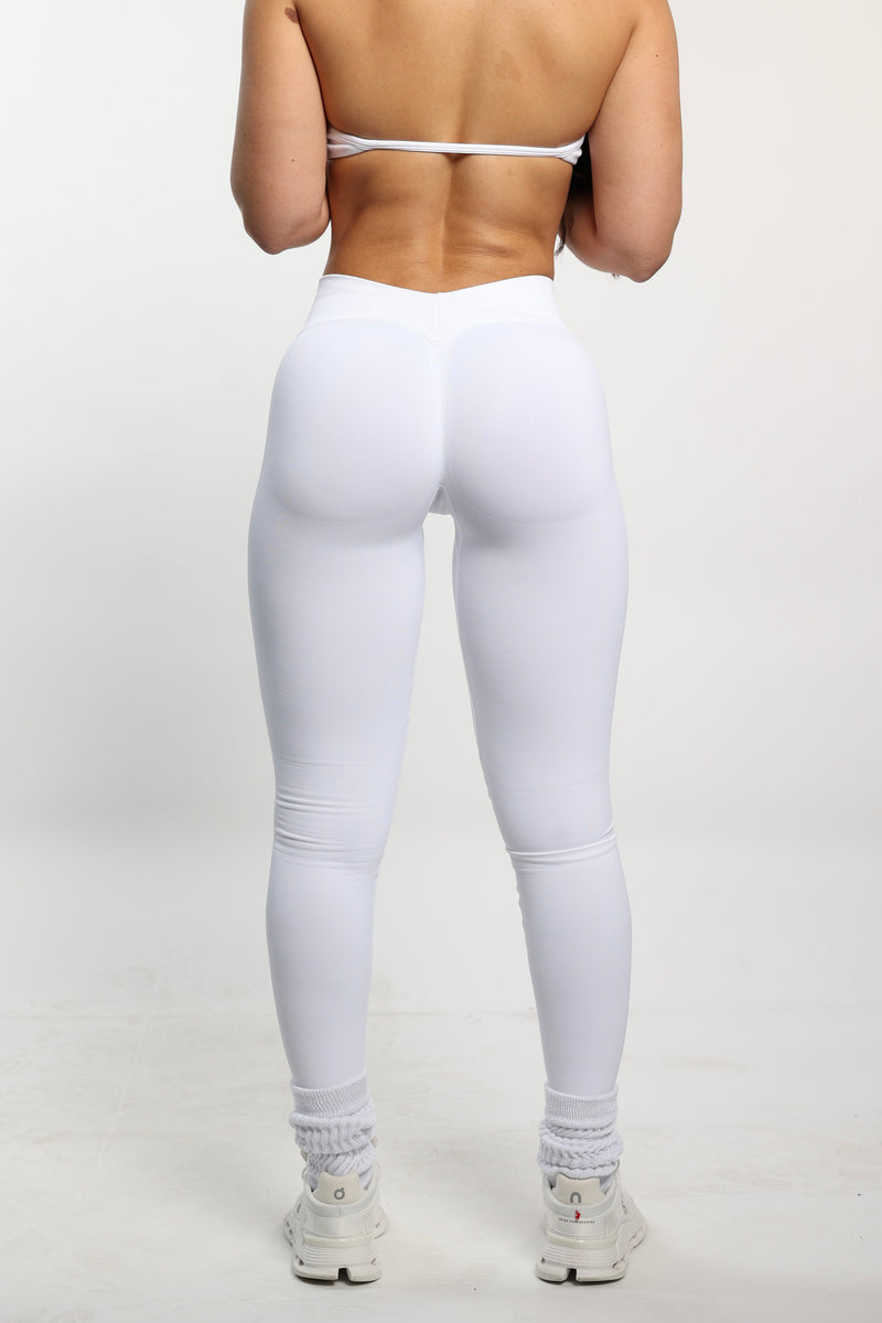 White V-Back Shaping Scrunch Butt Leggings
