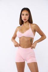 Light Pink Bombshell Sports Bra and Shaping Short Set - S