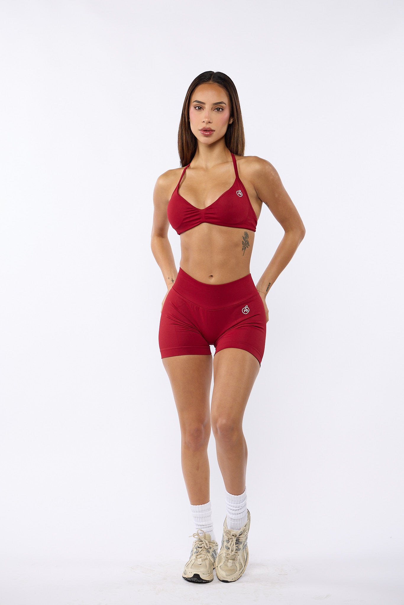 Cherry Red Bombshell Sports Bra and Shaping Short Set