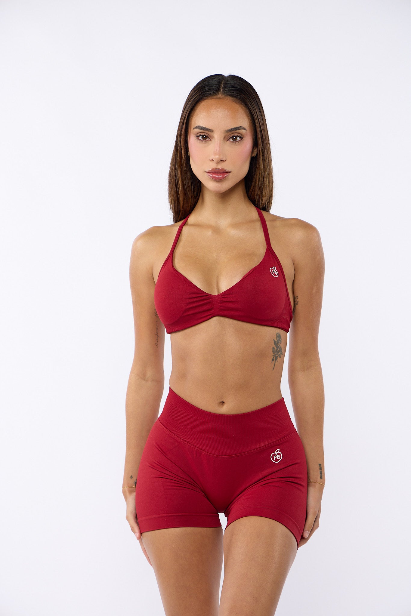 Cherry Red Bombshell Sports Bra and Shaping Short Set