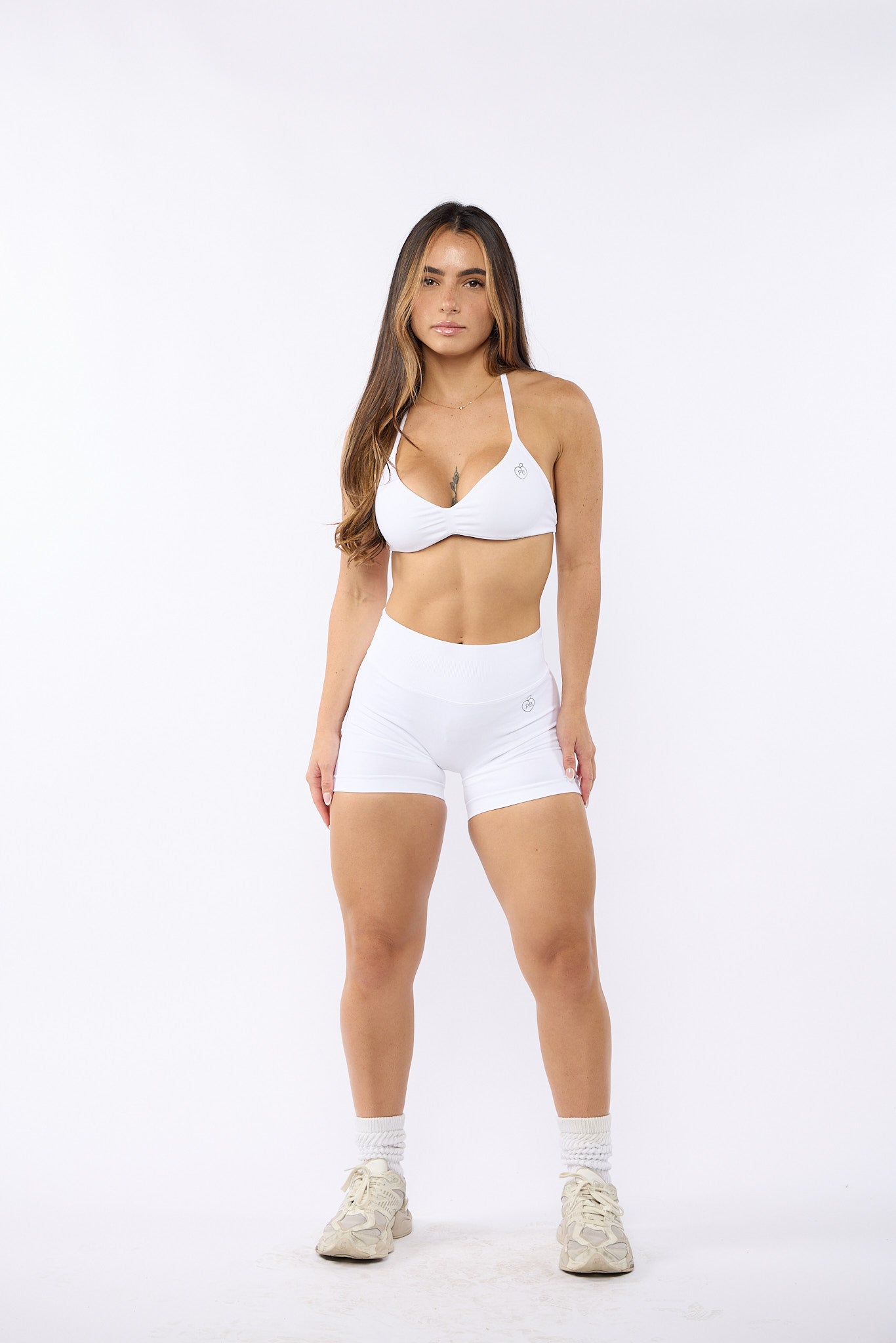 White Bombshell Sports Bra and Shaping Short Set