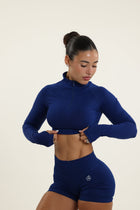 Midnight Blue Zip Long Sleeve Crop