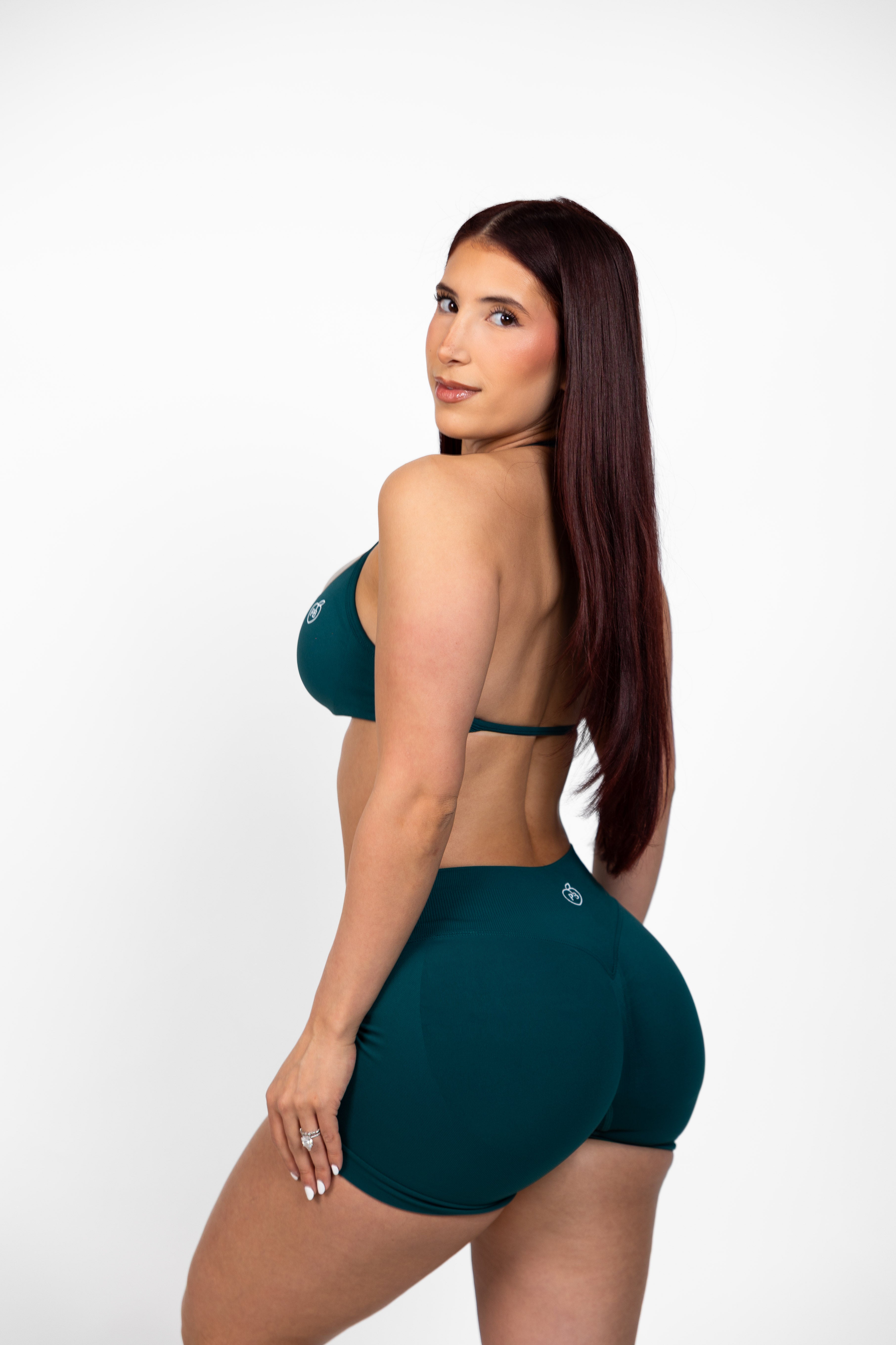 Forest Green Bombshell Sports Bra and Shaping Short Set