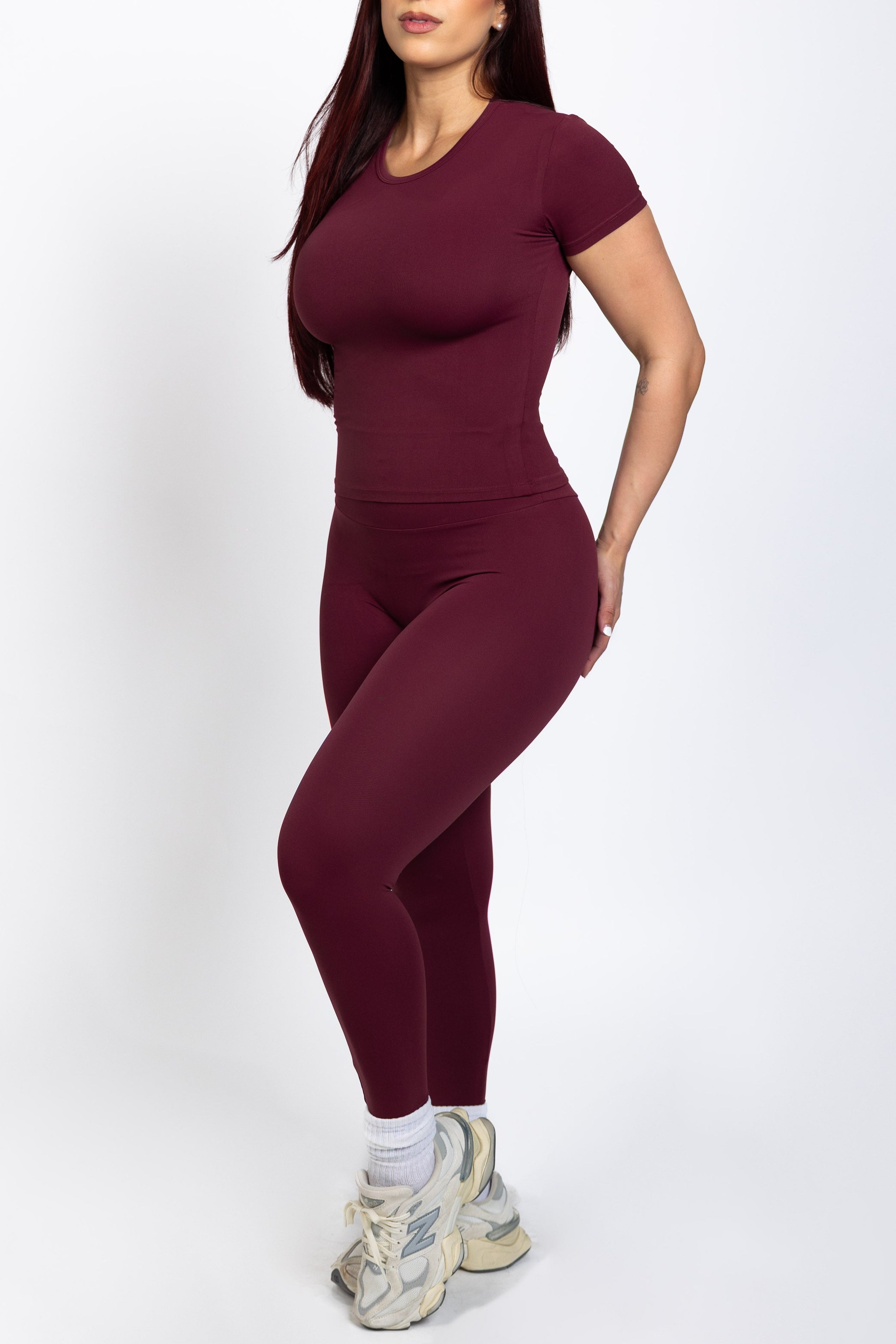 Pchee Essential Wine Tee and Legging Set