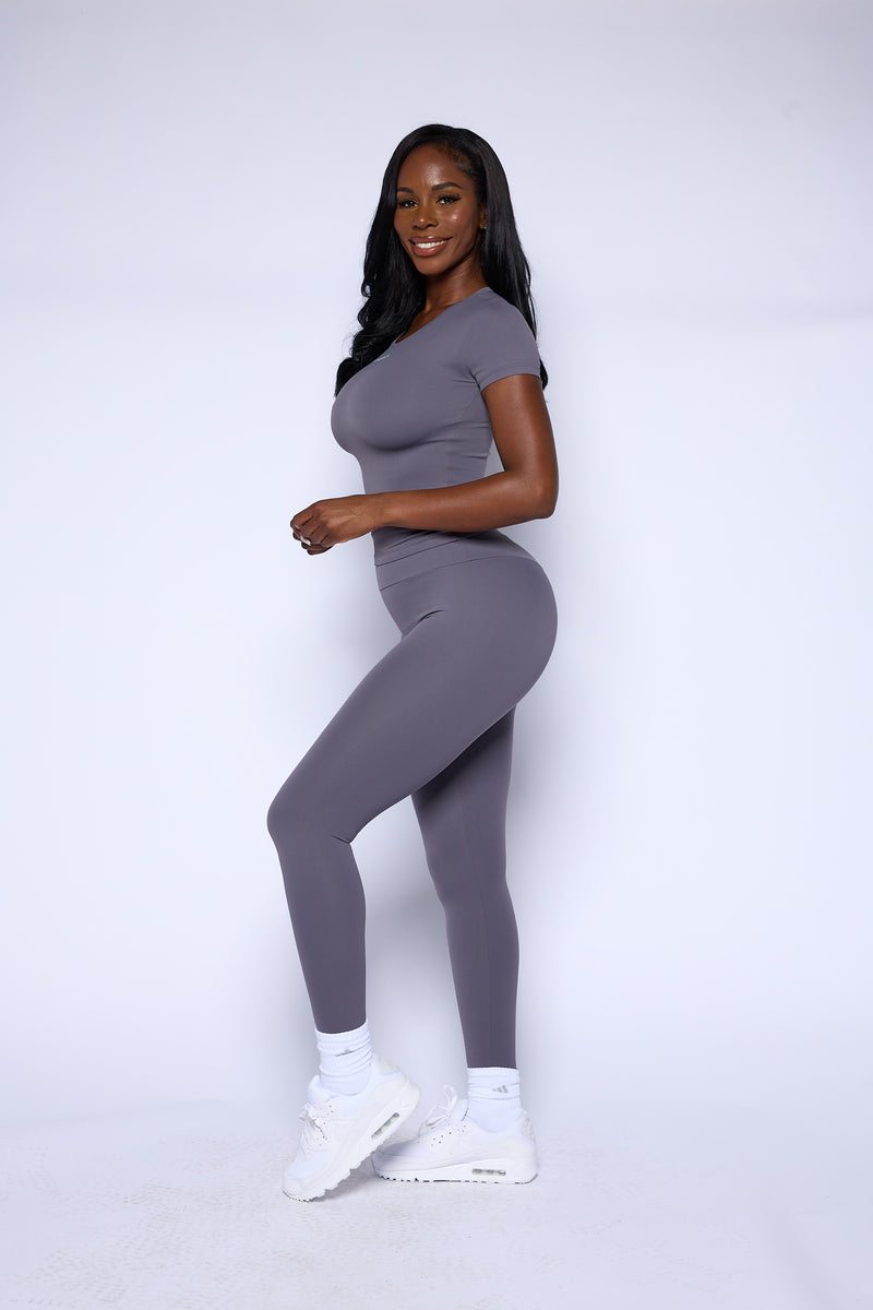 Pchee Essential Charcoal Blue Tee and Legging Set