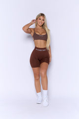 Pchee Brown Soft Waistband Scrunch Butt Biker Shorts