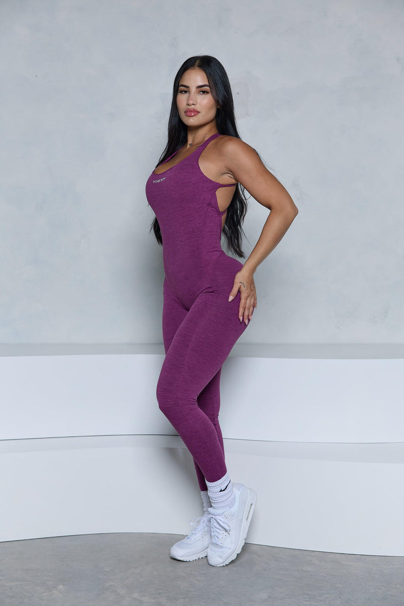 Heather Purple Snatching Scrunch Butt Jumpsuit