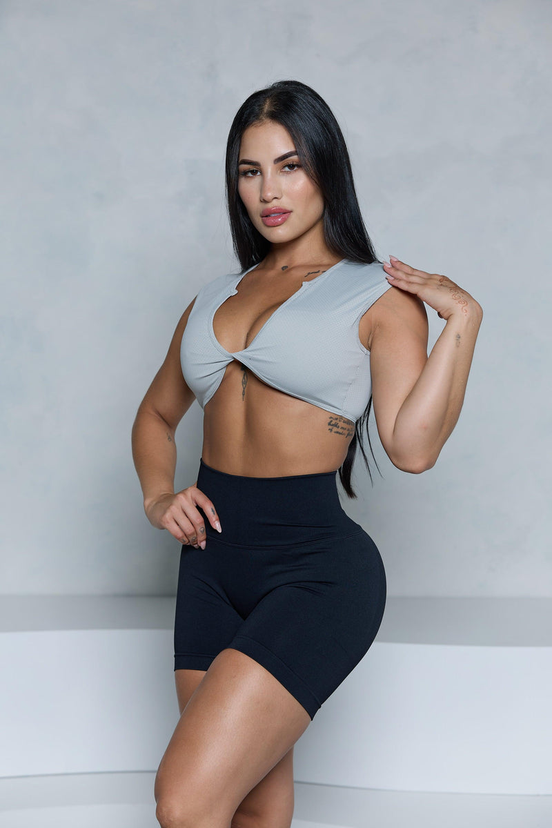 Light Grey Twist Top