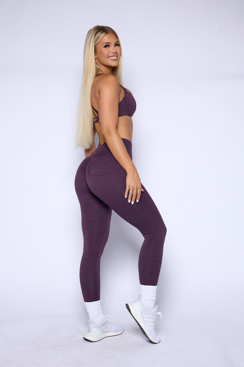 Pchee Purple V-Waist Pocket Scrunch Butt Leggings