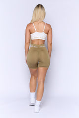 Pchee Khaki Soft Waistband Scrunch Butt Biker Shorts
