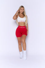 Pchee Red Soft Waistband Scrunch Butt Biker Shorts