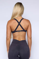 Pchee Eggplant Cross Back Sports Bra