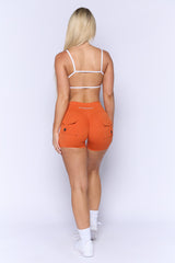 Orange Pocket Scrunch Butt Shorts