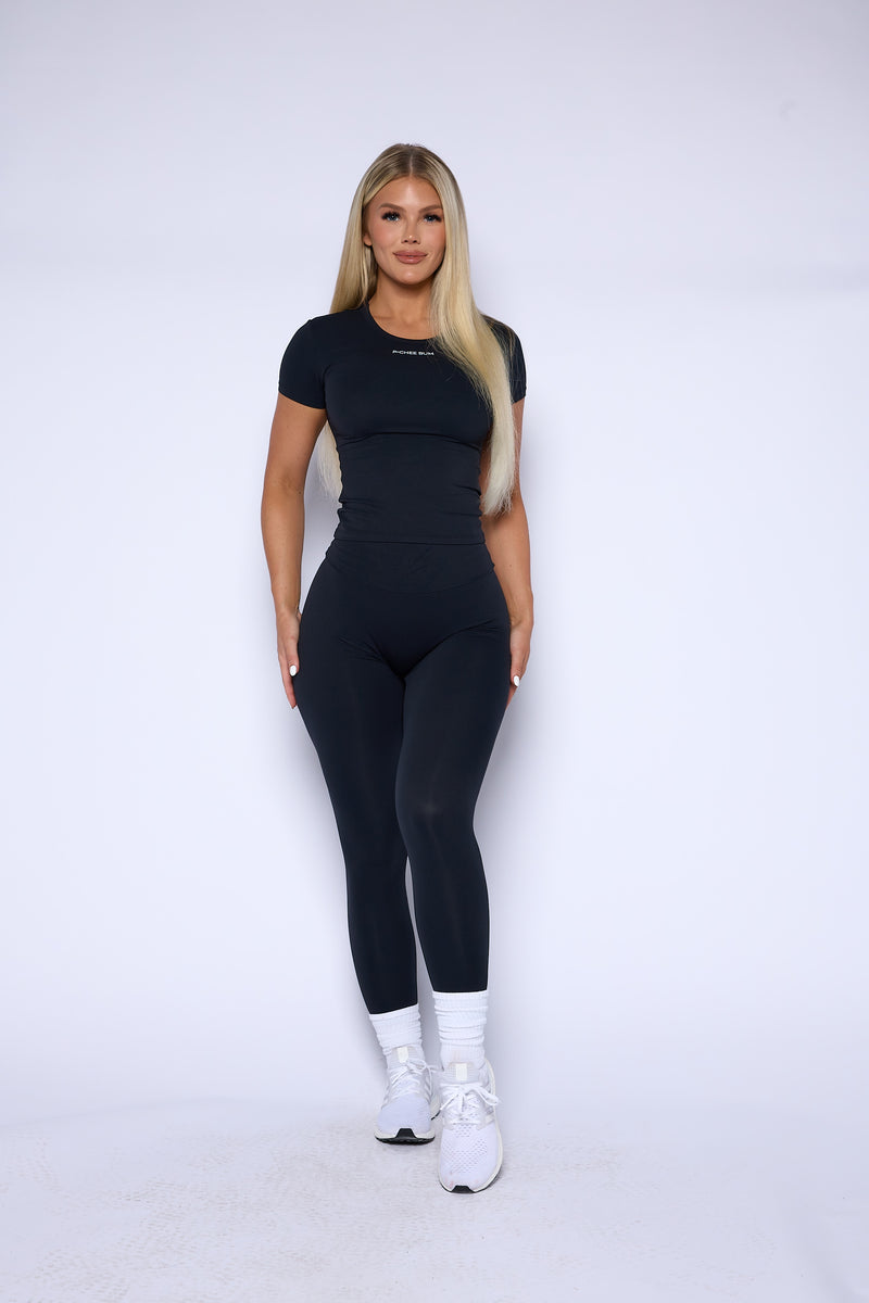 Pchee Essential Black Tee and Legging Set