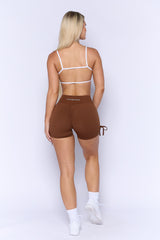 Brown V-Waist Scrunch Butt Shorts