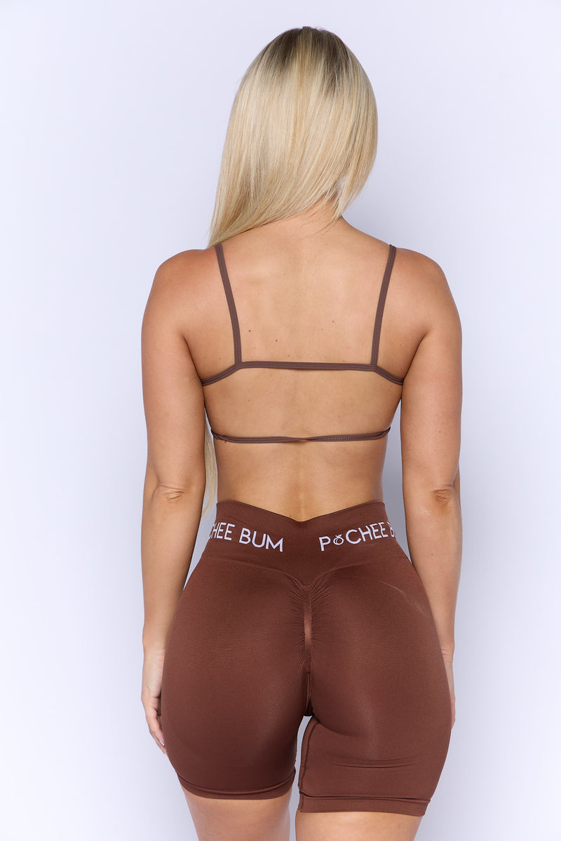 Brown Open Side Sports Bra