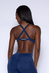 Pchee Navy Cross Back Sports Bra