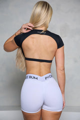 Black Open Back Crop Top