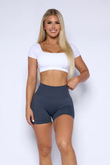 Grey High Compression Scrunch Butt Biker Shorts