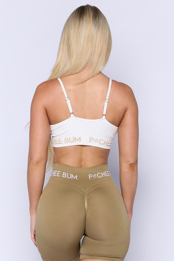 Pchee White and Nude Seamless Sports Bra