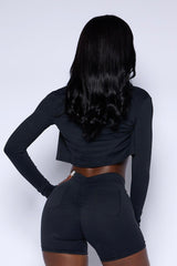 Pchee Black Cropped Zipper Jacket