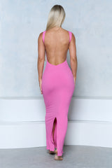 Pchee Dark Pink Backless Maxi Dress