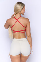 Red Open Bust Sports Bra