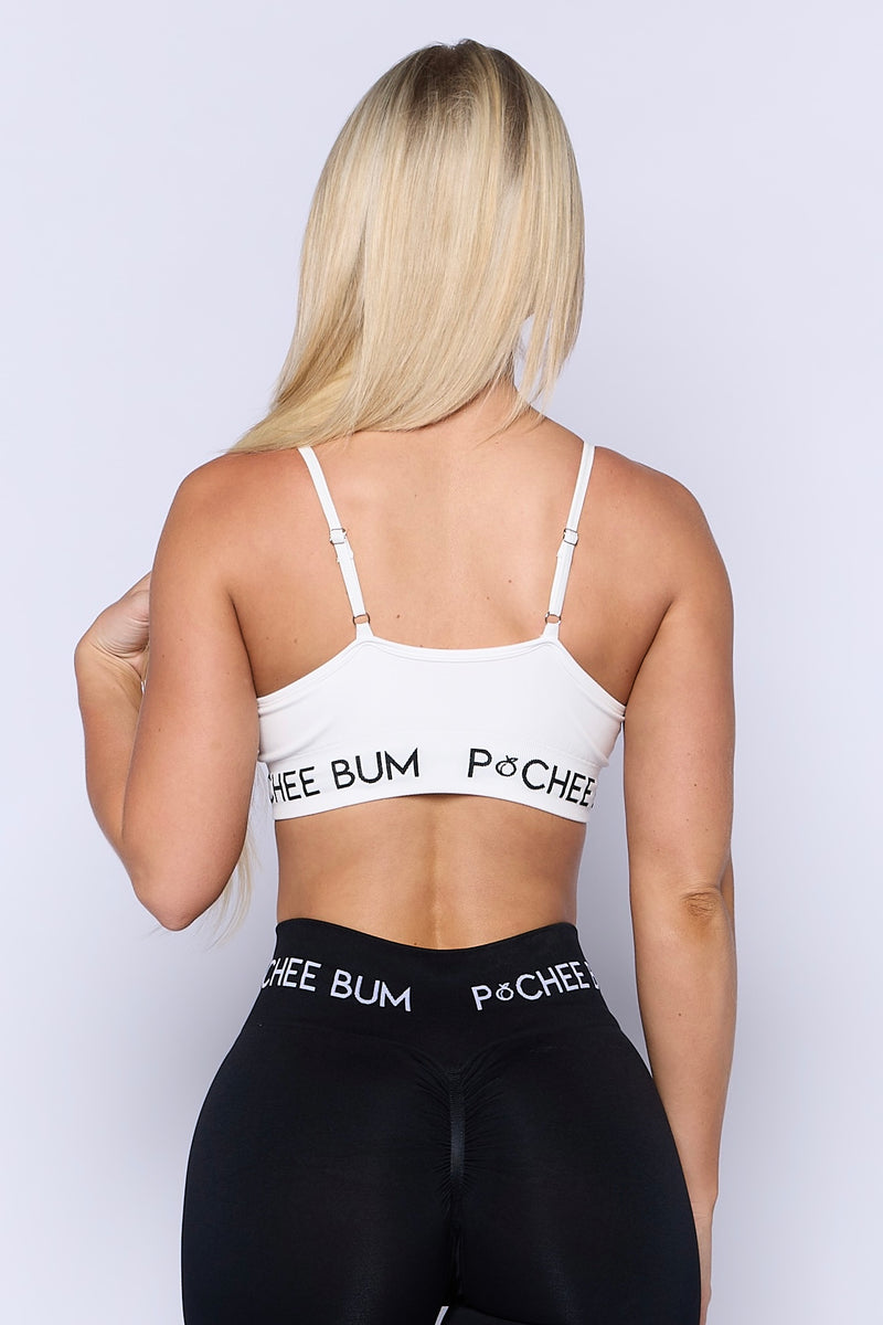 Pchee White and Black Seamless Sports Bra