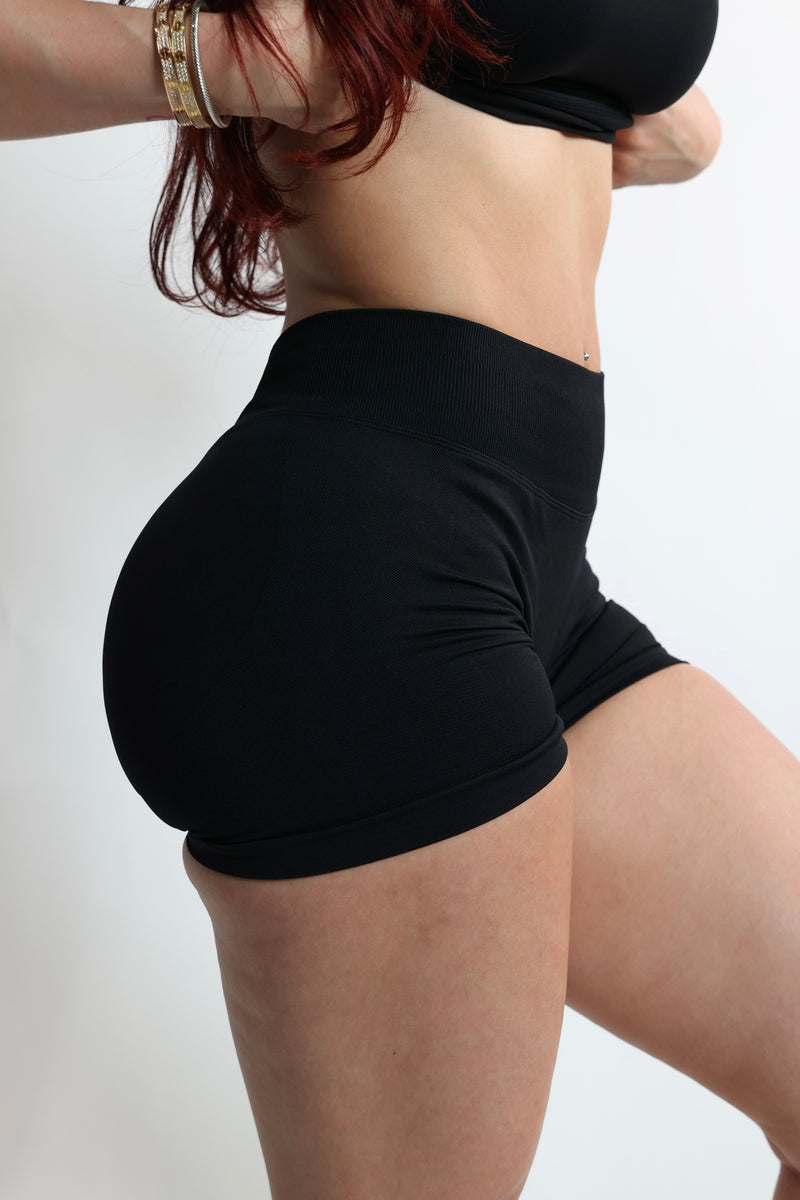Black Mid-Rise Shaping Shorts