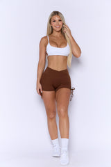 Brown V-Waist Scrunch Butt Shorts