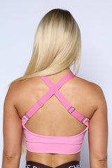 Pink Double Twist Sports Bra