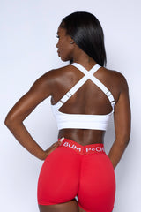 White Double Twist Sports Bra