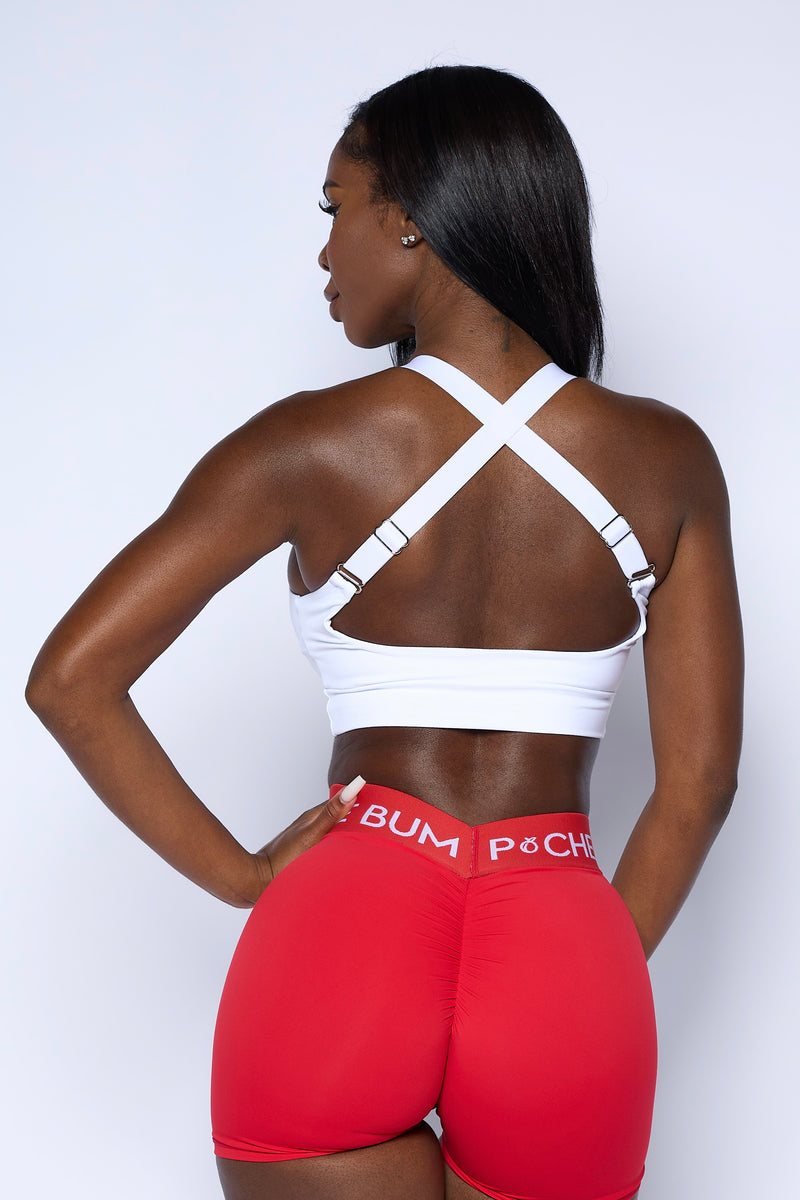 White Double Twist Sports Bra