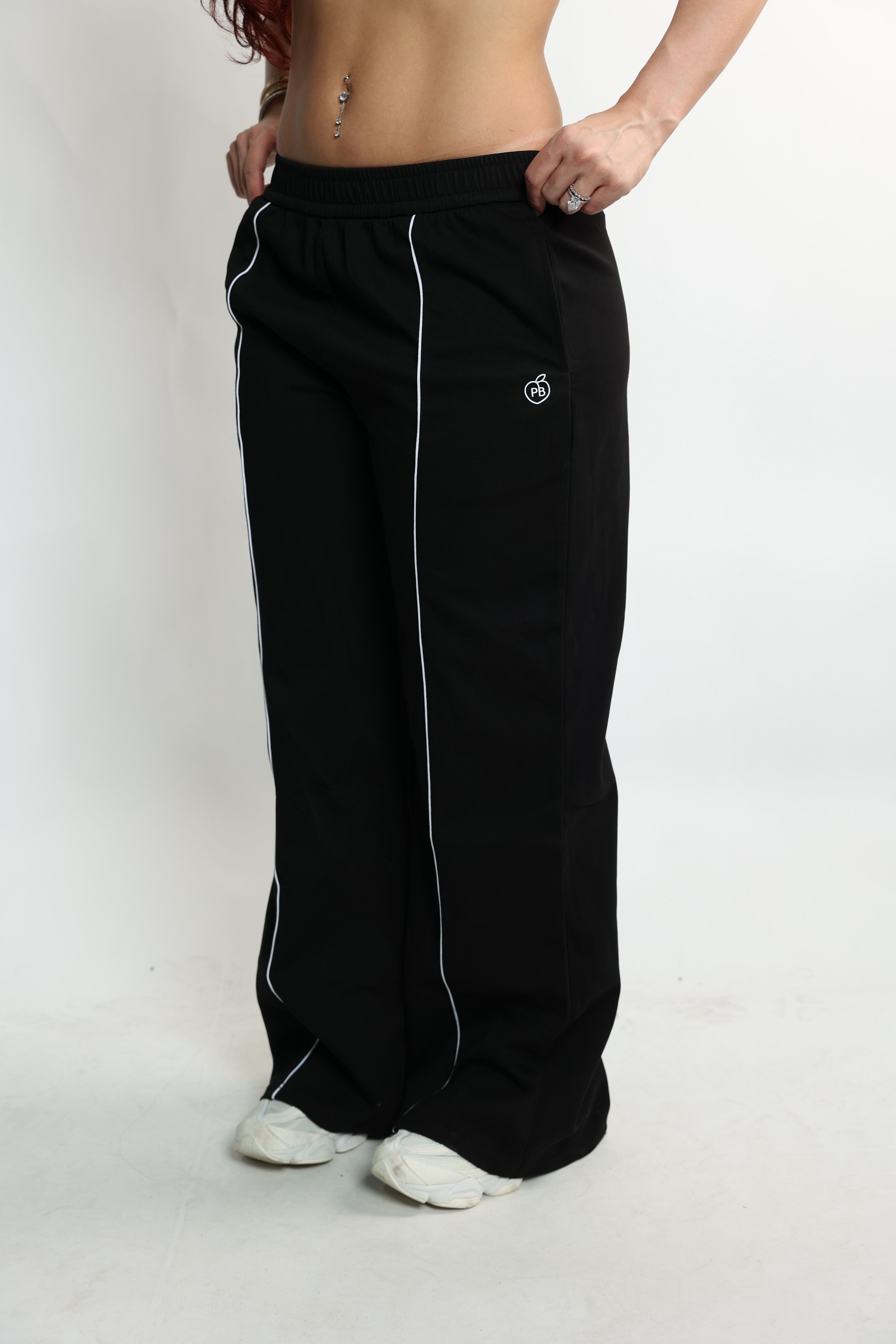 Black Striped Baggy Pants