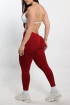Cherry Red V-Back Shaping Scrunch Butt Leggings