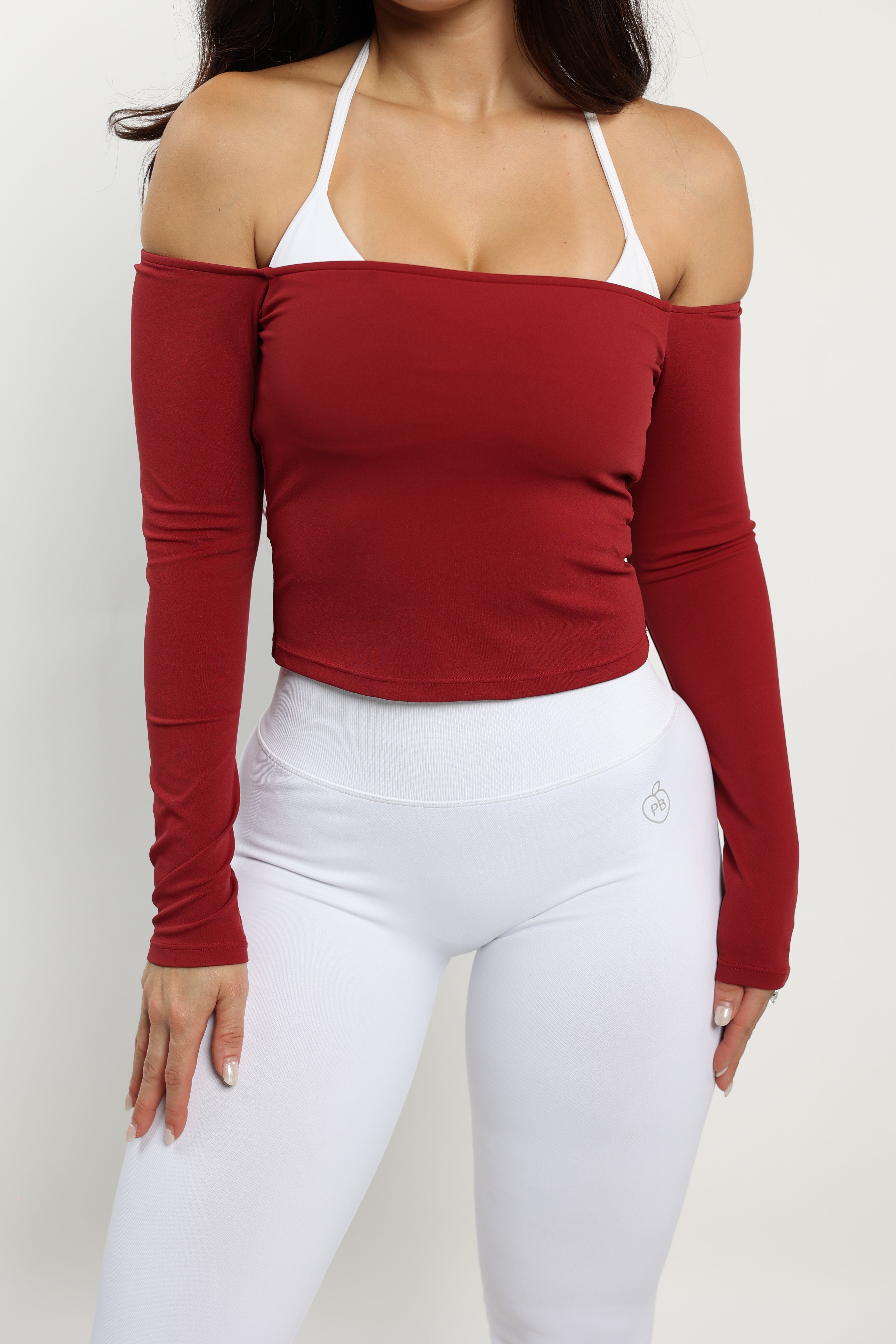 Dark Red Off the Shoulder Top