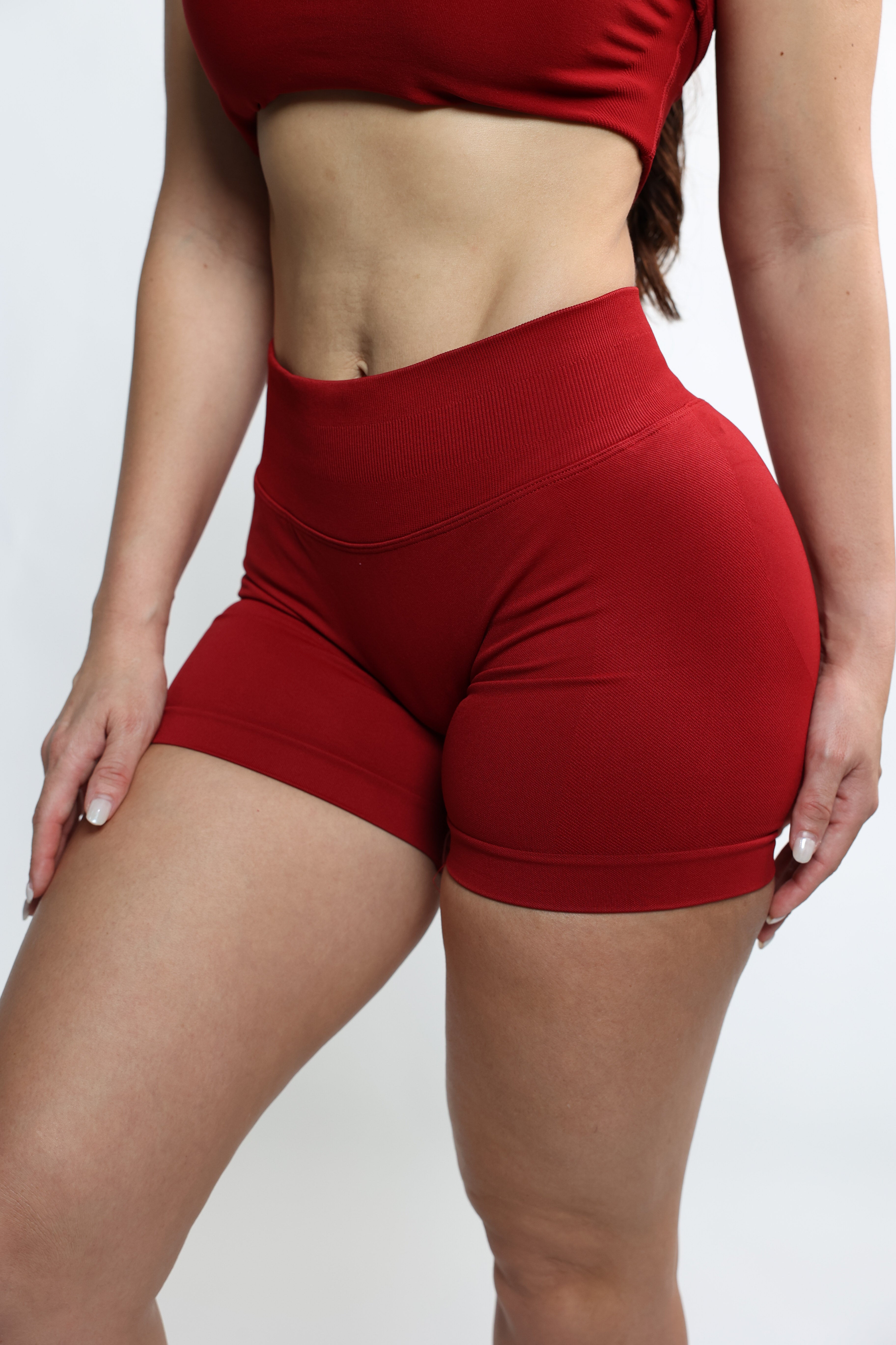 Cherry Red Mid-Rise Shaping Shorts