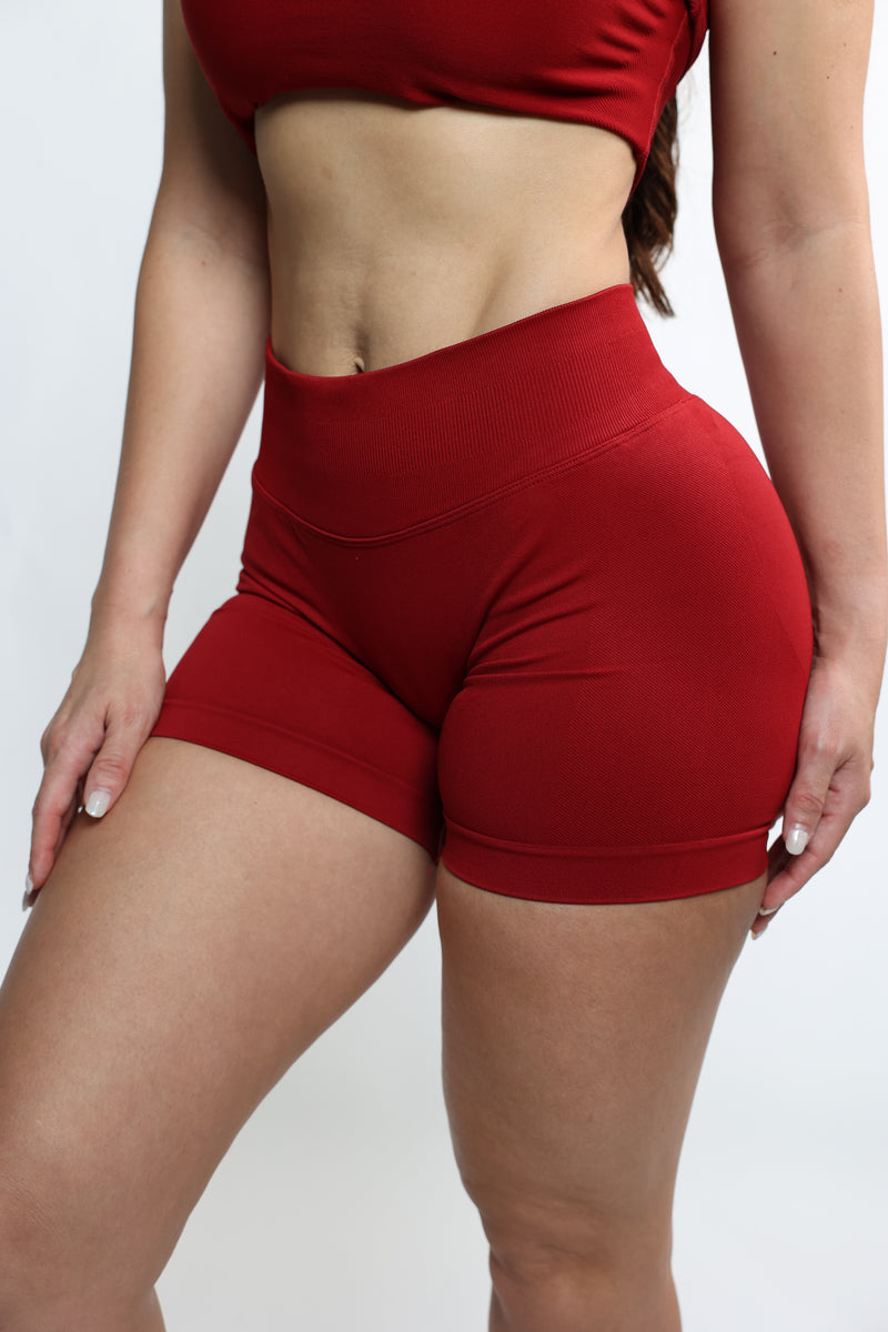 Cherry Red Mid-Rise Shaping Shorts