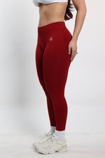 Cherry Red V-Back Shaping Scrunch Butt Leggings — view 3