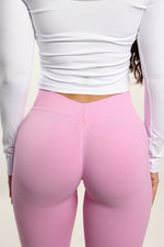 Pink V-Back Shaping Scrunch Butt Leggings