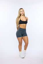 Black Sculpting Acid Wash Scrunch Butt Shorts