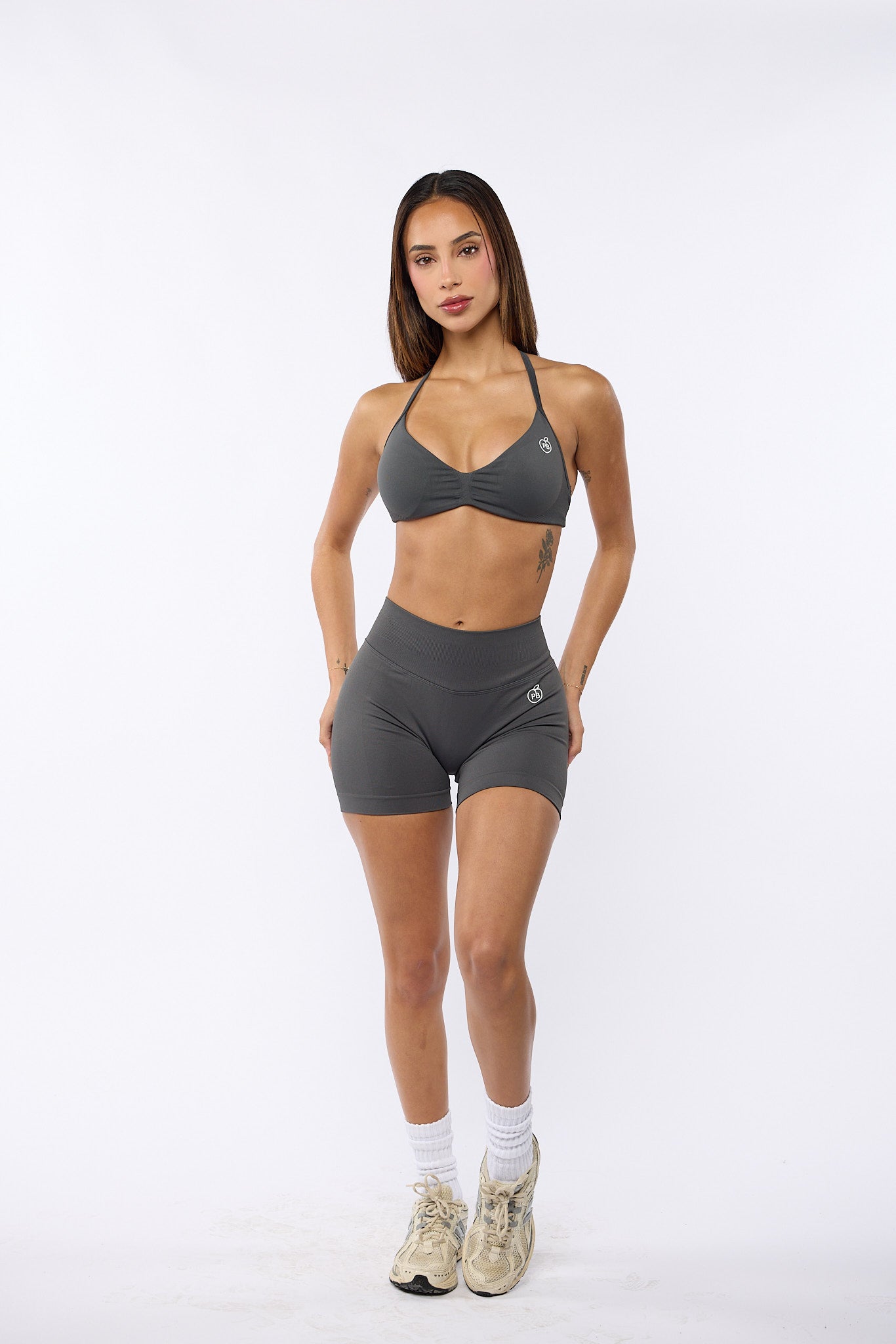Dark Grey Bombshell Sports Bra and Shaping Short Set