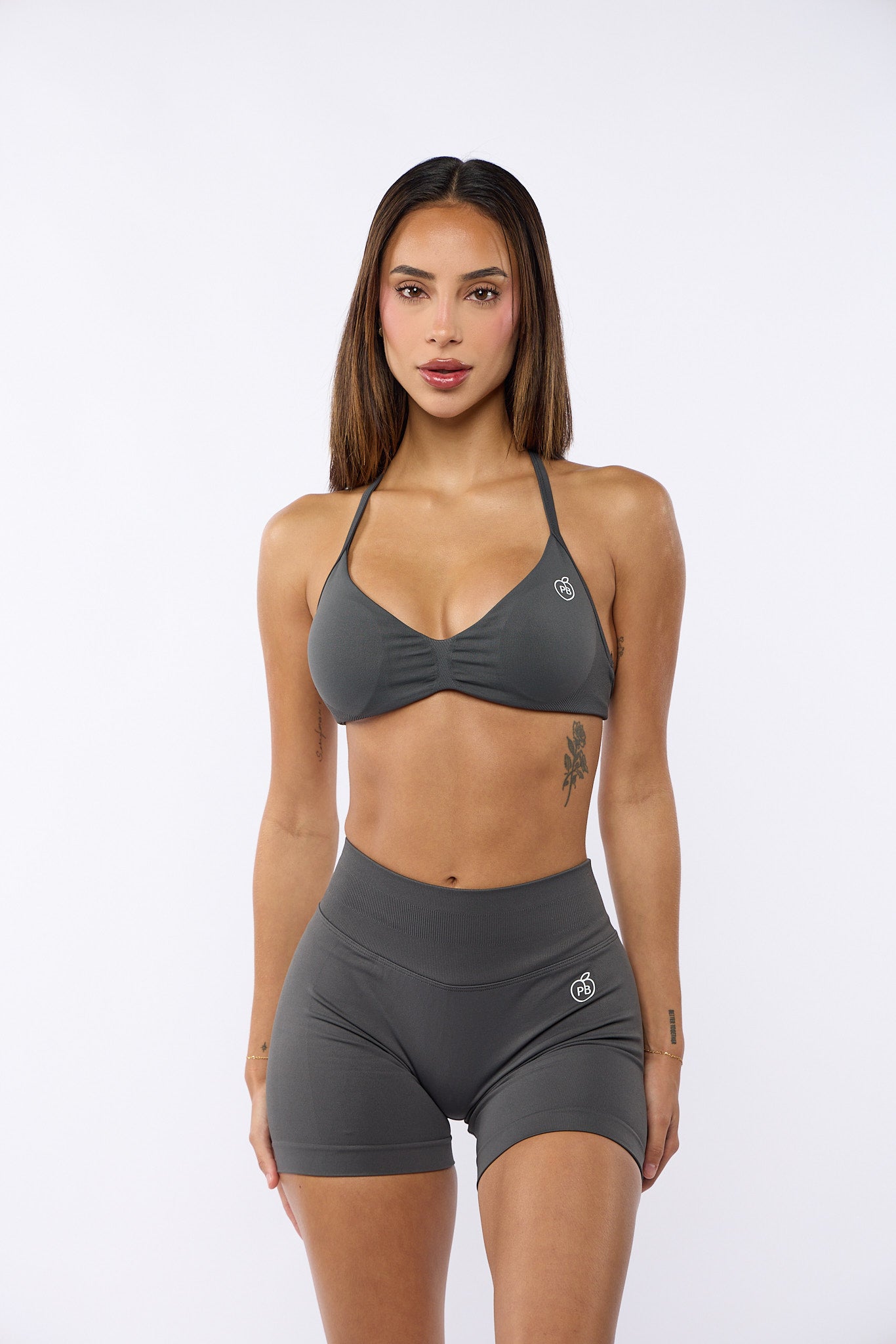 Dark Grey Bombshell Sports Bra and Shaping Short Set