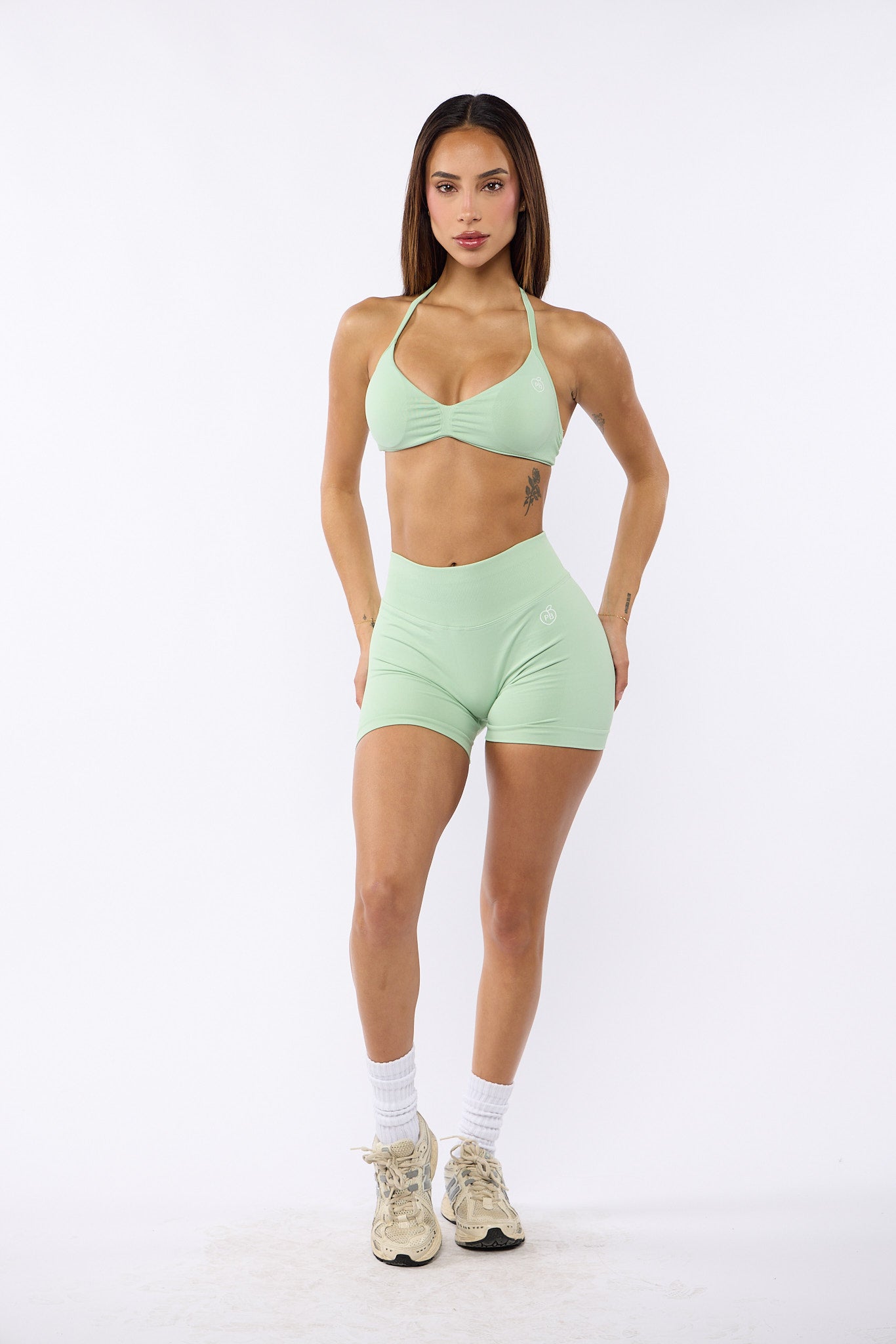 Pastel Mint Bombshell Sports Bra and Shaping Short Set