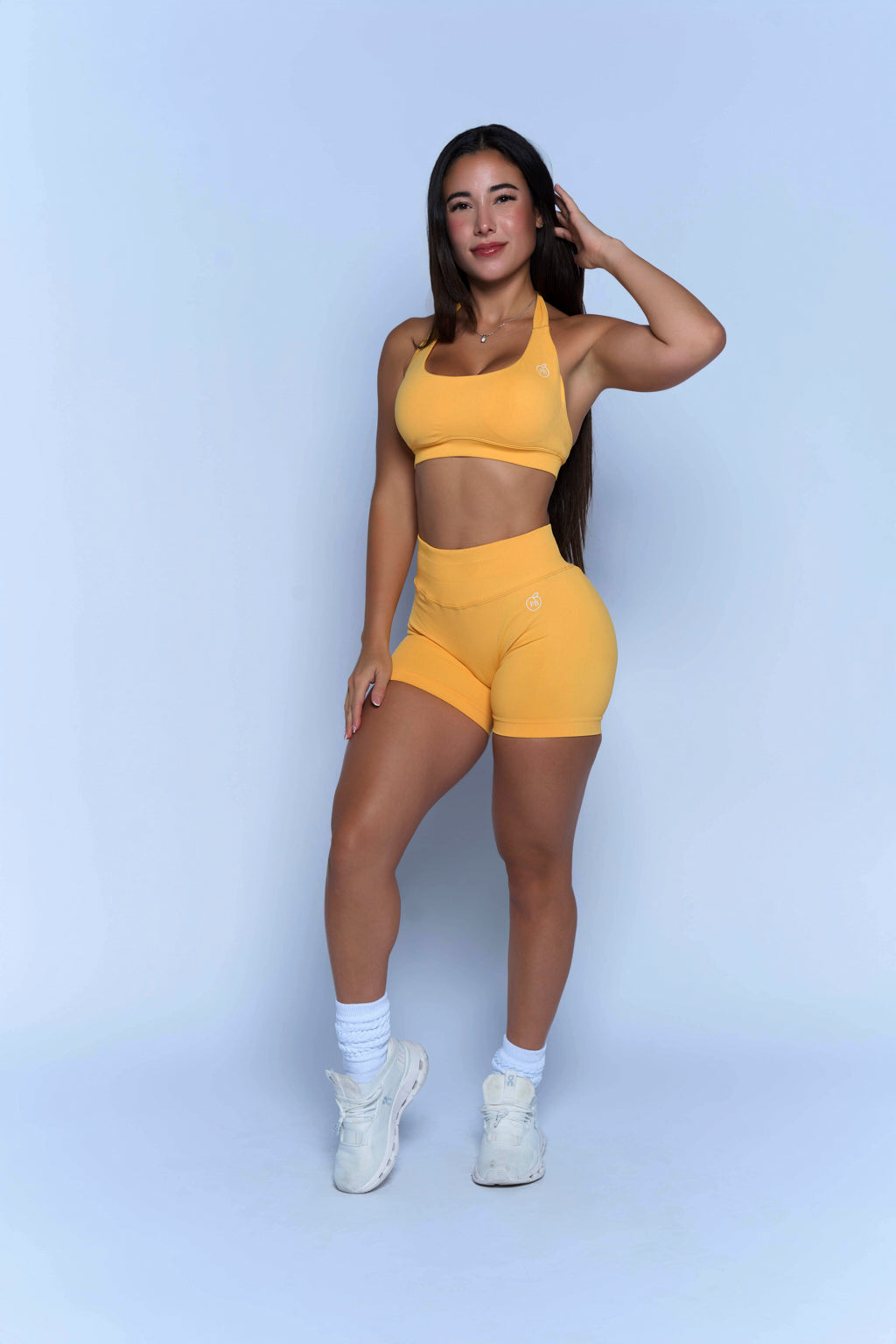 Yellow Mid-Rise Shaping Shorts and Bra Set