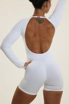 White Shaping Long Sleeve Romper