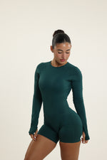 Forest Green Shaping Long Sleeve Romper