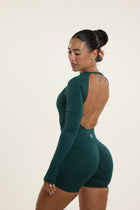 Forest Green Shaping Long Sleeve Romper